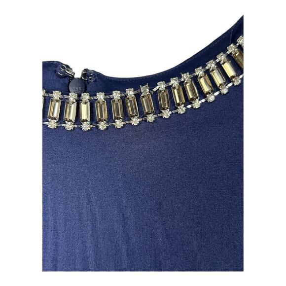 Cynthia Rowley navy blue cocktail dress Sz 6 jeweled neck - Picture 6 of 7